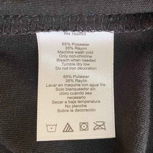 Vintage Rose sz M Black Scalloped Short Sleeve T-shirt with Rhinestone Print - Picture 6 of 6